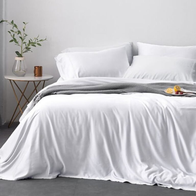 white organic bamboo bed sheet